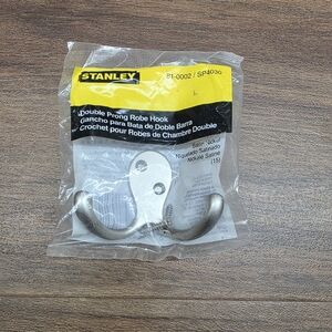 Stanley Satin Nickle Double Prong Robe Hook